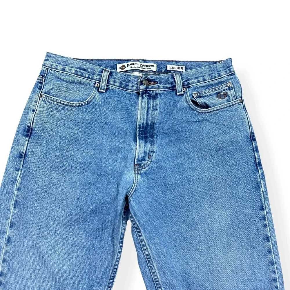 Harley Davidson Jeans Men's 36x30 Light‎ Wash Traditional Denim Biker Motorcycle